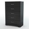Modern 5-Drawer Chest in Pure Black with Matte Chrome Handles and Smooth Glide Drawers